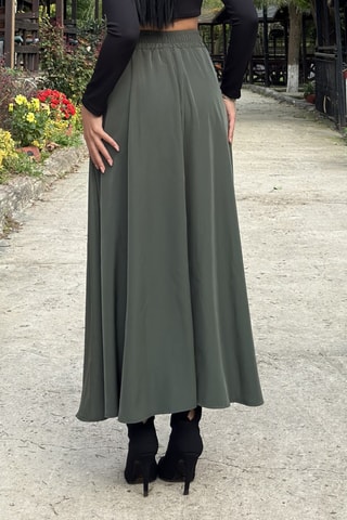 Lange Rok Hoge Taille - Kaki