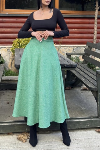 Lange Rok Hoge Taille - Gemêleerd lichtgroen