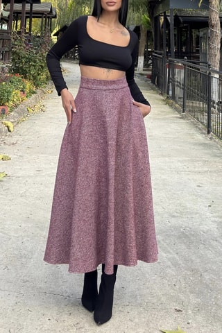 Lange Rok Hoge Taille - Gemêleerd Bordeauxrood