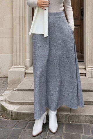 Lange Rok Hoge Taille - Gemêleerd Grijs