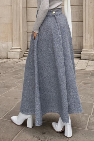 Lange Rok Hoge Taille - Gemêleerd Grijs