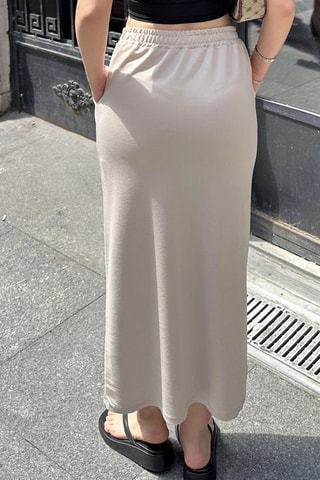 Lange Jurk Hoge Taille- Beige