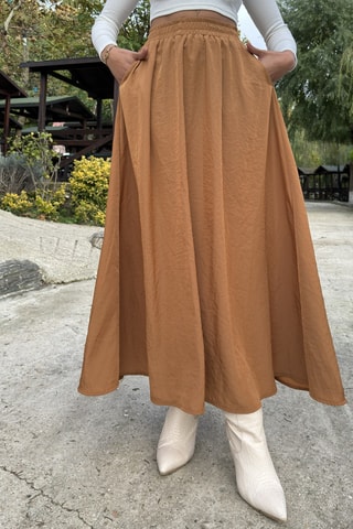 Lange Rok Hoge Taille - Camel