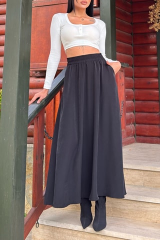 Lange Rok Hoge Taille - Zwart