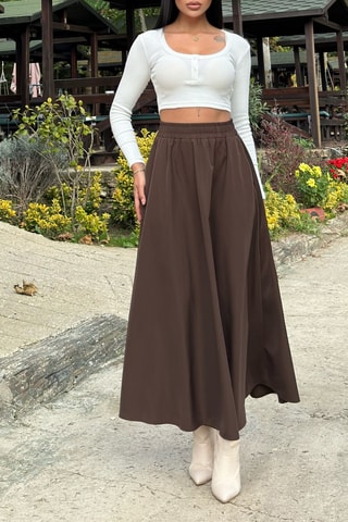 Lange Rok Hoge Taille - Bruin