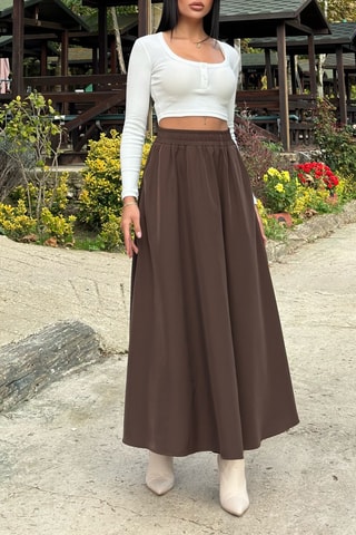 Lange Rok Hoge Taille - Bruin