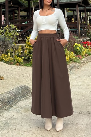 Lange Rok Hoge Taille - Bruin