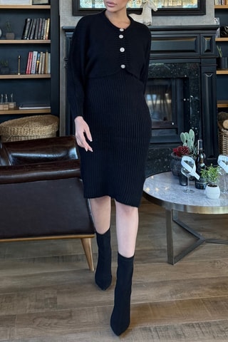 Trui-jurk en Vest - Zwart