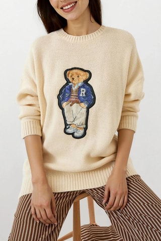 Trui - beige en indigoblauw