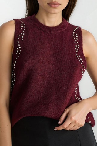 Mouwloze Trui - Bordeauxrood