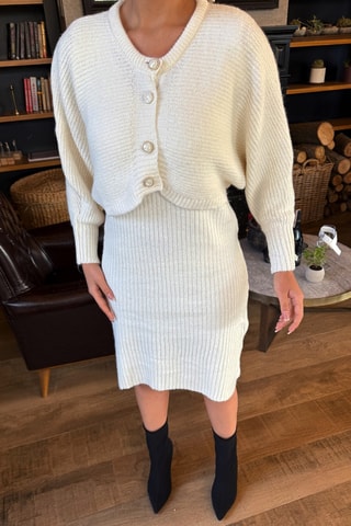 Trui-jurk en Vest - Ecru