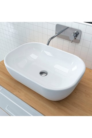 Lavabo de cerámica de encimera - Blanco - 46 x 33 x 13,5 cm