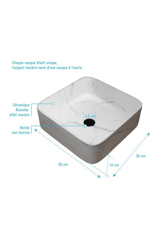 Lavabo cuadrado de cerámica de encimera - Blanco mate - 49 x 25 x 49 cm