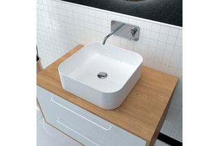 Lavabo cuadrado de encimera - Blanco - 40 x 40 x 13,5 cm