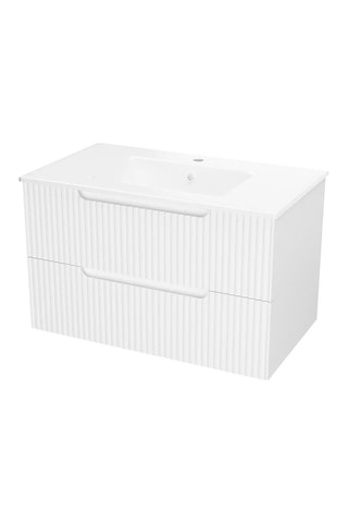 Mueble de cuarto de baño de 2 cajones - Blanco - 81 x 50,5 x 46,5 cm