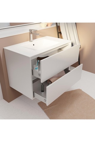 Mueble de cuarto de baño de 2 cajones - Blanco - 80 x 45 x 54 cm
