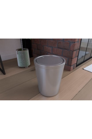 Papelera de cuarto de baño con tapa giratoria - Plateado - 20 x 24 x 20 cm
