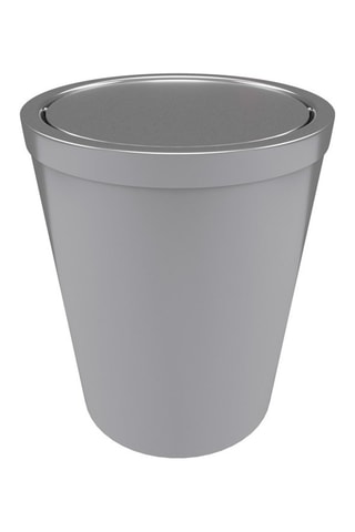 Papelera de cuarto de baño con tapa giratoria - Plateado - 20 x 24 x 20 cm