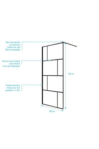 Mampara de ducha Bricks - Negro - 100 x 195 cm