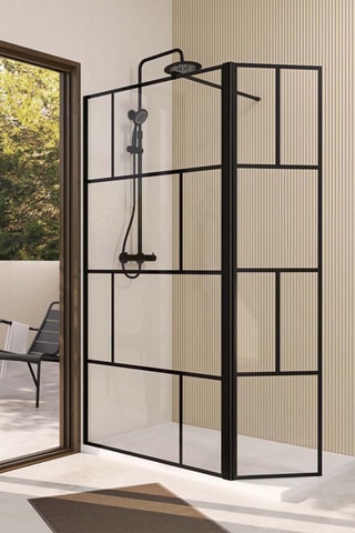 Mampara de ducha Bricks - Negro - 195 x 120 cm