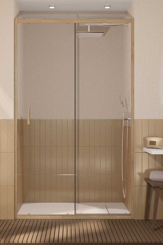 Puerta de ducha corredera Wood Crush - Dorado - 200 x 120 cm