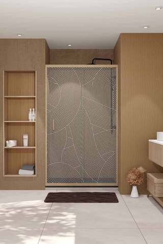 Puerta de ducha corredera Japandi - Dorado - 200 x 120 cm
