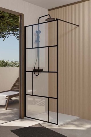 Mampara de ducha Bricks - Negro - 195 x 90 cm