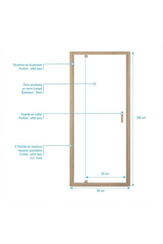 Puerta de ducha Factory Wood - Dorado - 200 x 90 cm