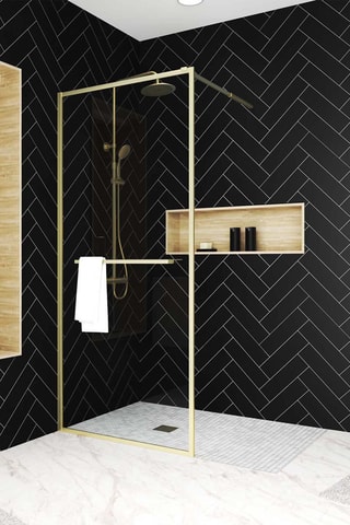 Mampara de ducha Edge - Dorado - 200 x 100 cm