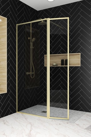 Mampara de ducha Edge - Dorado - 200 x 120 cm