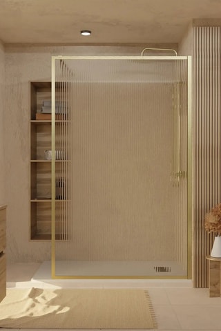Mampara de ducha Edge - Dorado - 200 x 120 cm