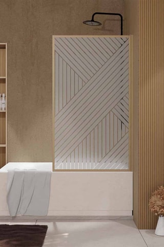 Mampara de bañera Hinata - Imitación madera - 140 x 80 cm