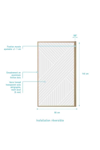 Mampara de bañera Hinata - Imitación madera - 140 x 80 cm