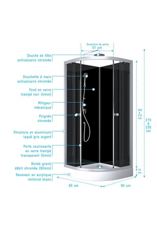 Cabina de ducha Eclipse Round - 90 x 90 x 230 cm