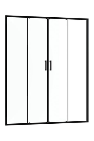 Mampara de ducha de 2 puertas correderas - Transparente y negro - 160 x 200 cm