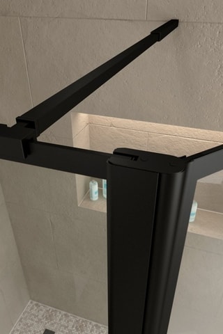 Mampara de ducha y panel giratorio - 
Transparente y negro - 90+40 x 200 cm