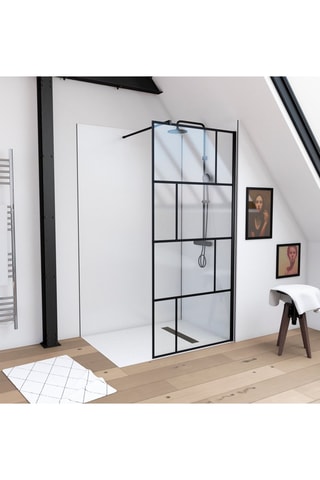Mampara de ducha italiana - Transparente y negro - 90 x 195 cm