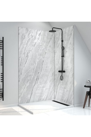 Panel de pared de ducha Stone'it con perfiles - Gris - 120 x 210 cm