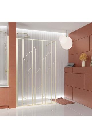 Mampara de ducha italiana - Transparente y dorado - 140 x 195 cm