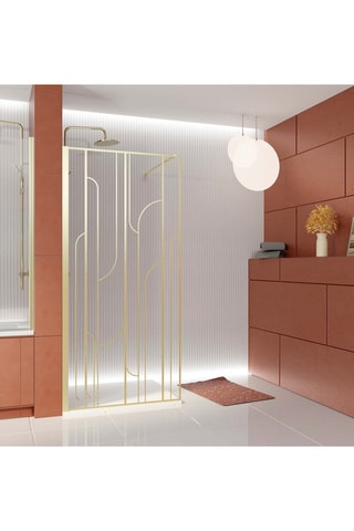 Mampara de ducha italiana - Transparente y dorado - 90 x 195 cm