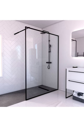 Mampara de ducha italiana - Transparente y negro - 138,5/140 x 200 cm