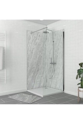 Pack de 2 paneles de pared de ducha y perfiles - Cromado - 210 x 90 cm