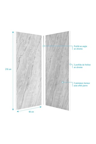 Pack de 2 paneles de pared de ducha y perfiles - Cromado - 210 x 90 cm