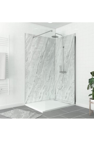 Pack de 2 paneles de pared de ducha y perfiles - Cromado - 210 x 90/120 cm