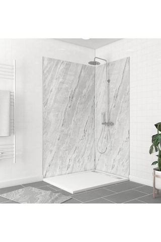 Pack de 2 paneles de pared de ducha y perfiles - Cromado - 210 x 90/120 cm