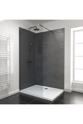 Pack de 2 paneles de pared de ducha y perfiles - Negro pizarra - 210 x 90/120 cm