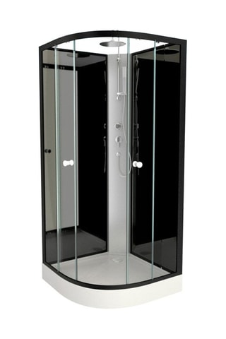 Cabina de ducha redondeada - Negro - 85 x 85 x 225 cm