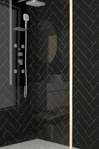 Mampara de ducha italiana - Transparente y dorado - 120 x 200 cm