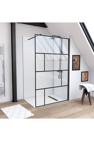 Mampara de ducha italiana - Transparente y negro - 120 x 195 cm