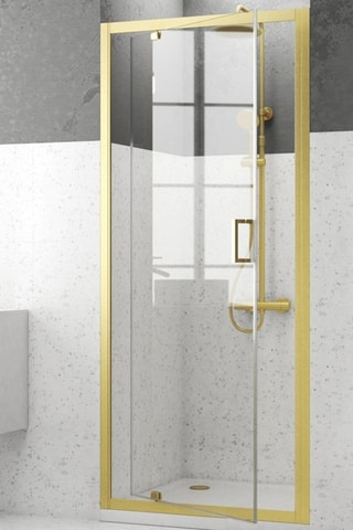 Puerta de ducha corredera - Dorado - 90 x 200 cm